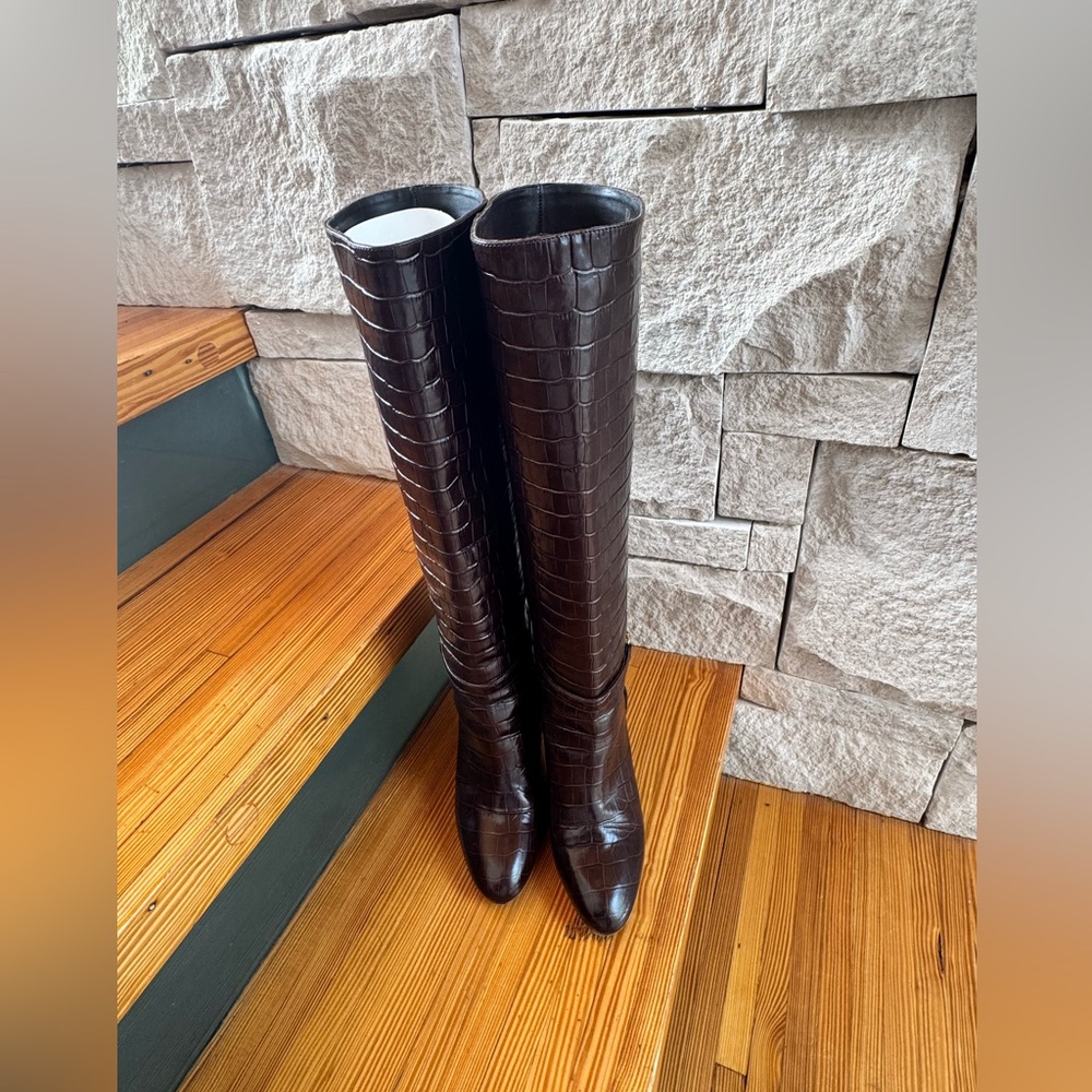 Rouje Loana chocolat croc tall boots - Picture 6 of 9